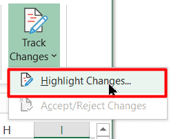 Click on Highlight Changes