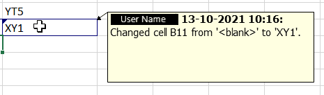 Hover over the highlighted cells to view the change details