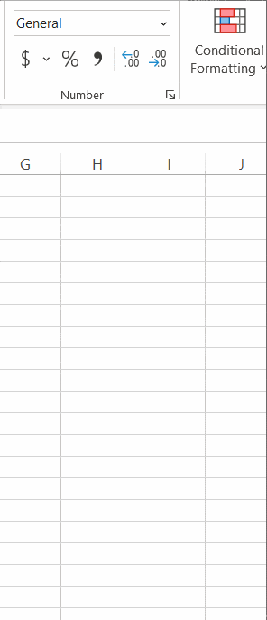 Accounting Number Format in Excel using the dropdown menu