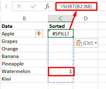 # Spill Excel Error