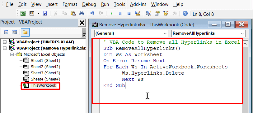 How to Remove Hyperlinks in Excel using VBA codes?
