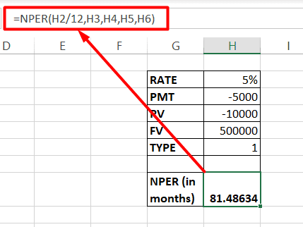 Using NPER for calculating maturity of Investments