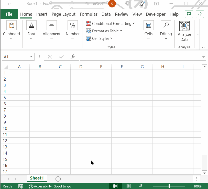 Maxismize the missing scroll bar in Excel