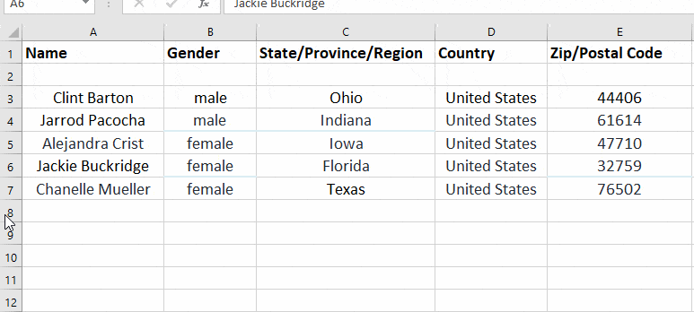 How to move rows in Excel holding shift