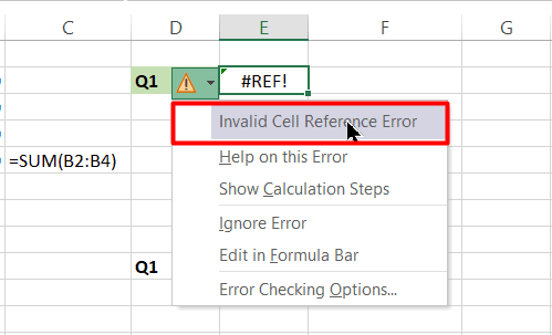 Excel #REF Error