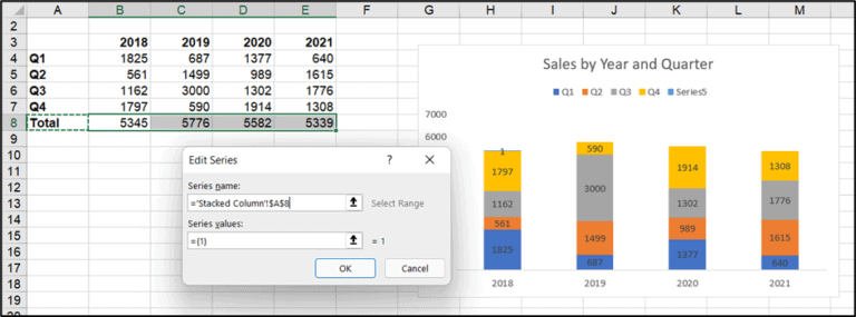 Add Dynamic Totals to a Stacked Column Chart and 4 Formatting Tips!